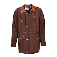 DR115 Men's Classic Nubuck Leather Coat Brown