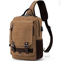 Leaper Canvas Messenger Bag Anti-Theft Crossbody Bags Sling Bag with USB Coffee, XL