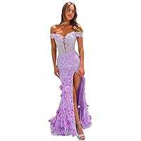 Women's Lace Mermaid Prom Dresses Off Shoulder Lace Appliques Long Evening Party Gowns Bridesmaid Dresses