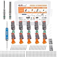 JRready 90 Pairs ST6281 Deutsch Solid Pin and Socket DT Contact/Terminal+ST6328-2 DT Series Waterproof Connector 2 Pin 5 Set and Deutsch Pin Removal Tool DRK-RT1B with Mounting Clips