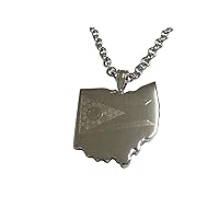 Ohio State Map Shape and Flag Design Pendant Necklace