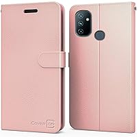CoverON Leather Pouch Designed for OnePlus Nord N100 Wallet Case, RFID Blocking Flip Folio Stand Phone Cover - Rose Gold