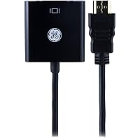 GE HDMI to VGA Adapter, Male to Female, Full HD 1080P, for Computer, Desktop, Laptop, PC, Monitor, Projectors, HDTV, Chromebook, Black, 33588