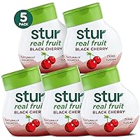 Stur Liquid Water Enhancer | Black Cherry | Naturally Sweetened | High in Vitamin C & Antioxidants | Sugar Free | Zero Calories | Keto | Vegan | 5 Bottles, Makes 120 Drinks