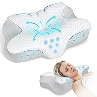 Cervical Pillow, Memory Foam Pillow for Neck Head Shoulder Pain Relief Sleeping Supports Your Head, Cooling Ergonomic Orthopedic Contoured Neck Bed Pillow for Side, Back,Stomach Sleepers