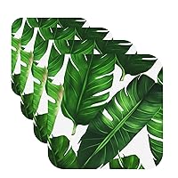 Coaster for Drink Leather Coaster Set of 6 Banana Leaves Drink Coasters Heat Resistant Coffee Cup mat Tabletop Protection Cup Pad Decorate Cup Mat for Kitchen