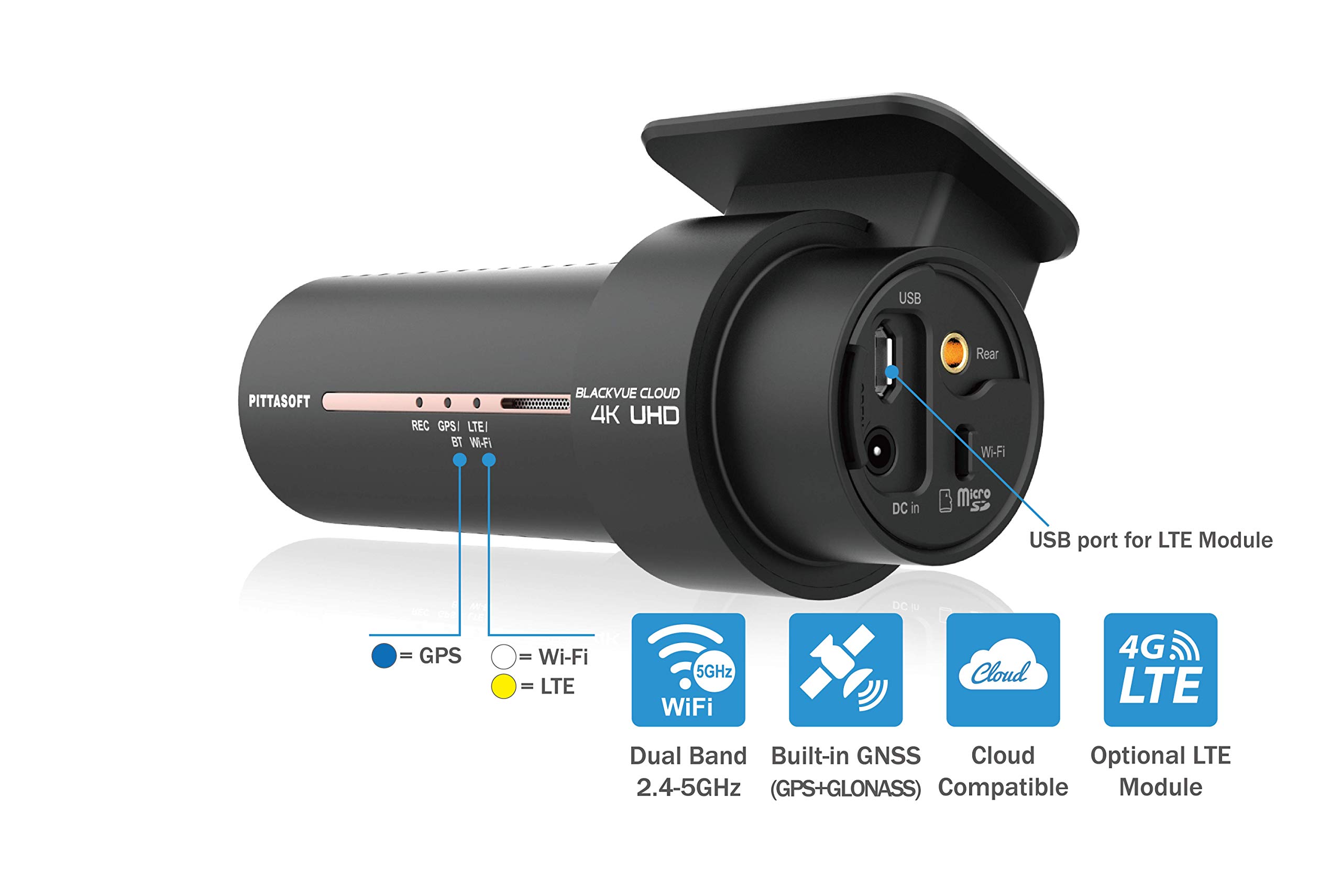 BlackVue DR900X-2CH with 32GB microSD Card | 4K UHD Cloud front Dashcam | Built-in Wi-Fi, GPS, Parking Mode Voltage Monitor | LTE via Optional CM100 LTE Module