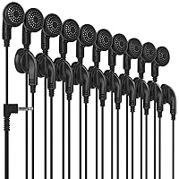 Maeline Bulk 10 Pack Earphones with 3.5 mm Headphone Plug Compatible with iPhone, Android, MP3 Player, Laptop, Computer for School, Libraries, Hospitals, Travel - Black