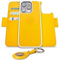 Dreem Bundle: Fibonacci Wallet Case for iPhone 14 Pro Max with Liberate AirTag Holder [Yellow]