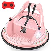 ELEMARA Bumper Car for Kids,1.9mph Max,12V Toddler Ride on Toys with Remote Control,2-Speed,2 Playing Modes,360 Degree Spin,Bumping Toy Gifts W/Bluetooth,5 LED Lights Modes,DIY Stickers,Pink