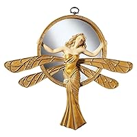 Design Toscano PD0450 Dragonfly Art Deco Wall Mirror Sculpture, 11 Inch, Polyresin, Gold and Ivory, Golden