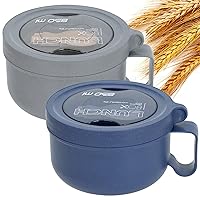 2 Pack Soup Bowl with Handles, Microwave Ramen Bowl with Lid for Soup and Instant Noodles,Oatmeal, Gumbo, Salad,BPA Free
