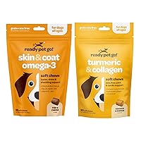 Omega 3 & Turmeric Chews for Dogs | Hip & Joint Support | Fish Oil for Dog Shedding, Skin Allergy, Itch Relief | 90 Chews Each