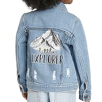 Little Explorer Toddler Denim Jacket - Mountain Jean Jacket - Cute Denim Jacket for Kids