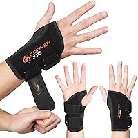 Copper Joe Carpal Tunnel Wrist Brace for Day and Night Support|Compression Wrist Sleeve For Arthritis, Tendonitis, RSI and Sprain|Adjustable Wrist Splint fit For Men and Women (Left Hand L/XL)