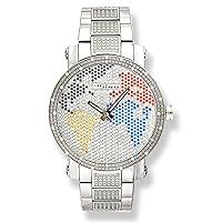 ALPHA MJ-8050. 53 MM . ROUND. MENS Diamond Watch. (WHITE)