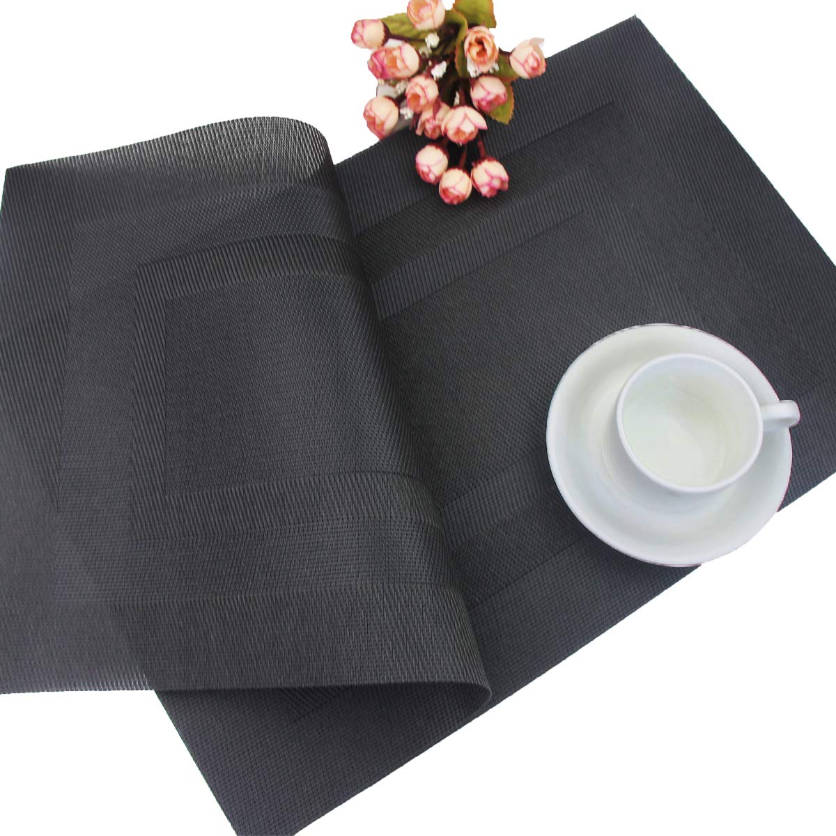 PIGCHCY Placemats,Washable Vinyl Woven Table Mats,Elegant Placemats for Dining Table Set of 4(18