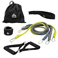 RBX 6 Piece Home Gym Resistance Kit - Light, Medium, Heavy Resistance Bands, Grip Handles, Door Anchor, Ankle Strap & Carry Bag