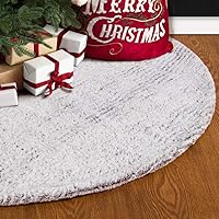 S-DEAL 48 Inches Faux Fur Christmas Tree Skirt Decoration Double Layers Soft Carpet Xmas Holiday Party Ornaments Indoor Outdoor Decorative Gift Grayish White