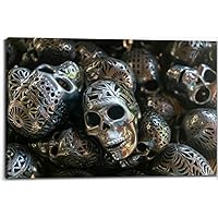 Black Pottery Skulls Sale Oaxaca Mexico Canvas Wall Art Decor Paintings Pictures for Bedroom Wall Decor Above Bed Living Room Wall Decoration Bathroom Office Artwork