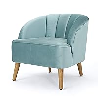 Christopher Knight Home Amaia Modern Velvet Club Chair, Seafoam Blue / Walnut