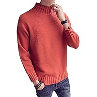 Men Long Sleeve Mock Neck Slim Knit Pullover Sweater Tops