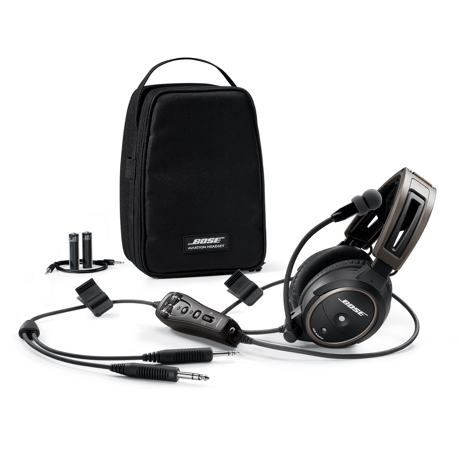 Bose A20 Aviation Headset with Bluetooth 6-Pin Plug Cable, Black