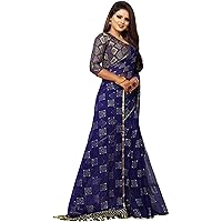 Jessica-Stuff Embellished Daily Wear Chiffon Saree  (Dark Blue) 26509
