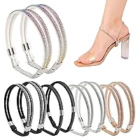 Shoe Straps, 5 Pairs Rhinestone Elastic Shoe Ankle Straps, Detachable High Heels Shoe Strap, Heel Straps for High Heels Loose Shoes (5 Colors)