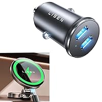 LISEN for Magsafe Car Mount Charger & LISEN 90W USB C Car Charger, All Metal Super Fast iPhone 15 Car Charger USB C