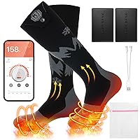 Heated Socks for Men Women with APP Control Rechargeable Electric Heating Socks Washable Foot Warmer for Winter Hunting Skiing Fishing Climbing Hiking 5000mAh Battery