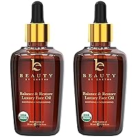 Organic Face Oil - Balance & Restore Facial Oil, Best for Oily, Acne Prone or Problematic Skin, Hydrating Oil for Face Helps Skin Look Balanced, Plump and Youthful (Pack of 2)