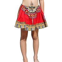 RaanPahMuang Mini Gypsy Childrens Africa Dashiki Art Pullsting Girls Dance Skirt, Light Red