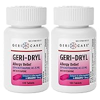 GeriCare Geri-Dryl Diphenhydramine HCl 25mg, Allergy Relief, 100 Count (Pack of 2)