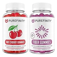 Fiber + Tart Cherry Gummies Bundle (Inulin FOS Prebiotic Fiber Gummies + Tart Cherry Gummies for Advanced Uric Acid Cleanse, Powerful Antioxidant)