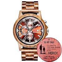 Customized Engraved Wooden Watch, Casual Handmade Wood Watch for Men Women Husband Wife Dad Mom Son Family