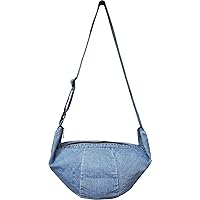 Bijoux de Ja Blue Denim Jeans Canvas Roomy Casual Crossbody Shoulder Bag Sac Pouch Purse Handbag for Women
