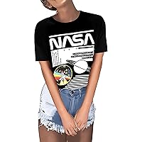 Womens Summer T-Shirt Graphic Short Sleeve Shirts Letter Print Tops Blouses