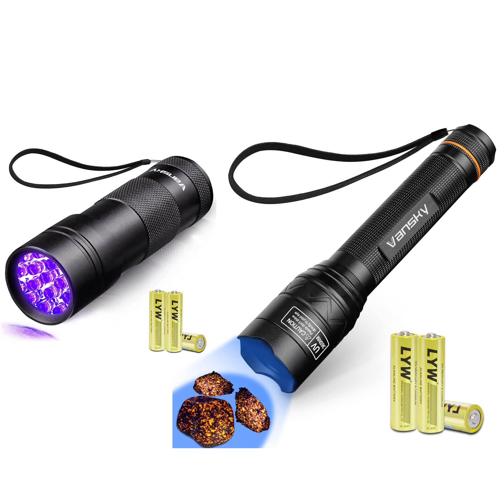 Vansky 【Recommend】 365nm and 12 LED 395nm Blacklight UV Flashlight Pet Urine Detector for Dog/Cat Urine, Dry Stains