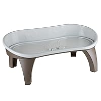 PETMAKER Elevated Pet Feeding Tray with splash guard and non-skid feet 21in x 11in x 8.5in, Brown