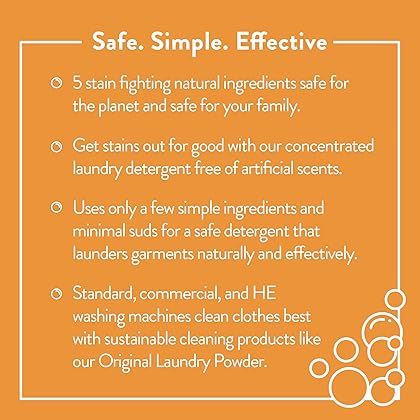 Molly's Suds Original Laundry Detergent Powder | Natural Laundry Detergent Powder for Sensitive Skin | Earth-Derived Ingredients, Stain Fighting | 120 Loads (Citrus Grove)