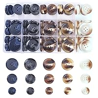 120Pcs Sewing Buttons 4-Hole Crafts Round Resin Button, 5 Color 3 Size (15mm,20mm,25mm) Suit Coats Shirt Blazer Jacket Buttons for Clothing Sewing, DIY Craft Decoration