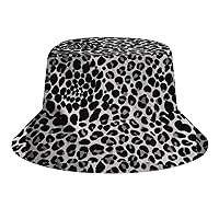 Bucket Hats for Women Black Leopard Print Summer Unisex Sun Protection Fashion Bucket Printed Sun Cap (Packable,Fashionable,Breathable,Comfortable,Lightweight) Outdoor Fisherman Hat for Women and Men