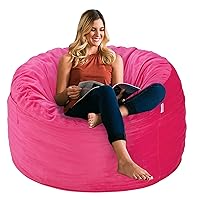 Bean Bag Chair 3Ft Luxurious Velvet Ultra Soft Fur with High-Rebound Memory Foam Bean Bag Chairs for Adults Plush Lazy Sofa with Fluffy Removable Sponge 3'(Red)