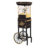 Nostalgia Popcorn Maker Machine - Professional Cart With 2.5 Oz Kettle Makes Up to 10 Cups - Vintage Popcorn Machine Movie Theater Style - Black