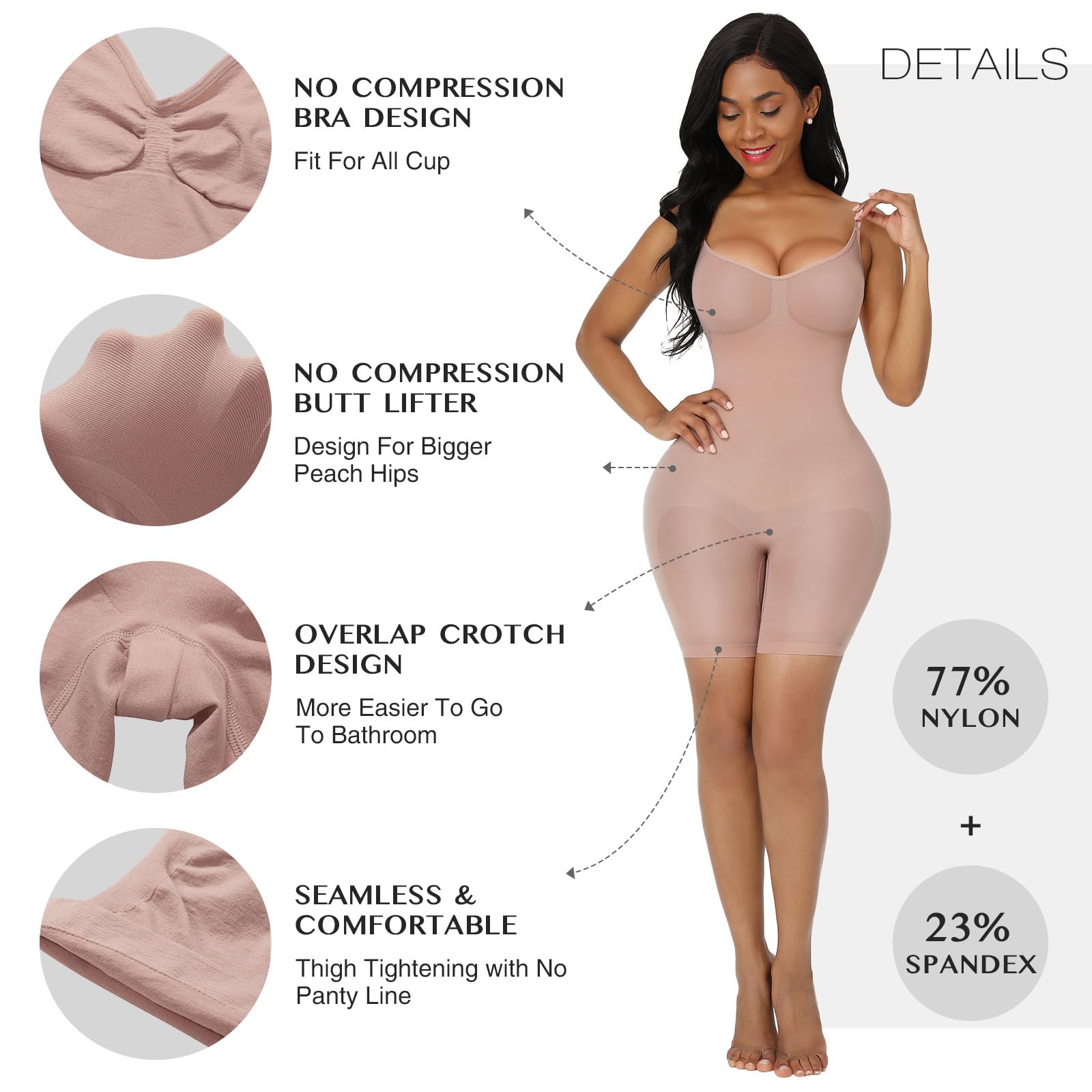 FeelinGirl Women's Shapewear | Tummy Control Body Shaper Bodysuit with Butt  Lifter and Thigh Slimmer