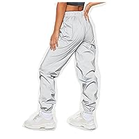 Reflective Pants Women Brand Hip Hop Dance Fluorescent Trousers Casual Harajuku Night Sporting Jogger Pants Gray