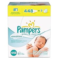 Pampers Baby Wipes Sensitive Perfume Free 7X Refill Packs (Tub Not Included) 448 Count