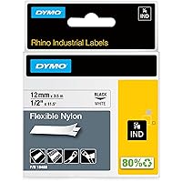Dymo, DYM18488, Rhino Flexible Nylon Labels, 1 Each, White, Black