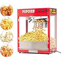 KYBOIT 8 OZ Popcorn Machine with 10 PACK Popcorn Buckets,[Red] [Sturdy] [User-friendly] [Effortless Cleaning] Popcorn Maker for Movie Night,Old Fashion Movie Theater Style,3 Mins Get 60 Cups Popcorn